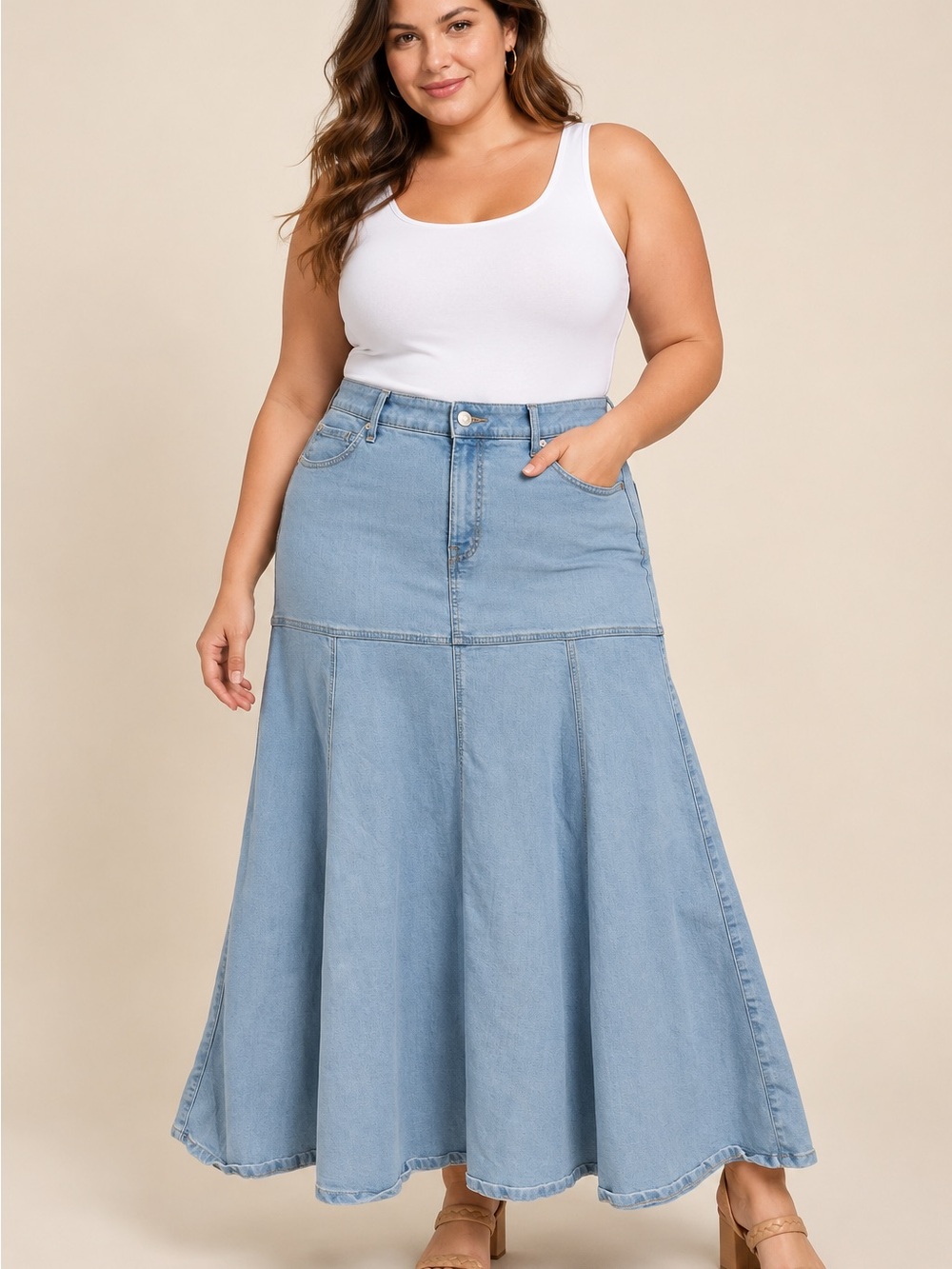 torrid Light Blue Denim Maxi Skirt